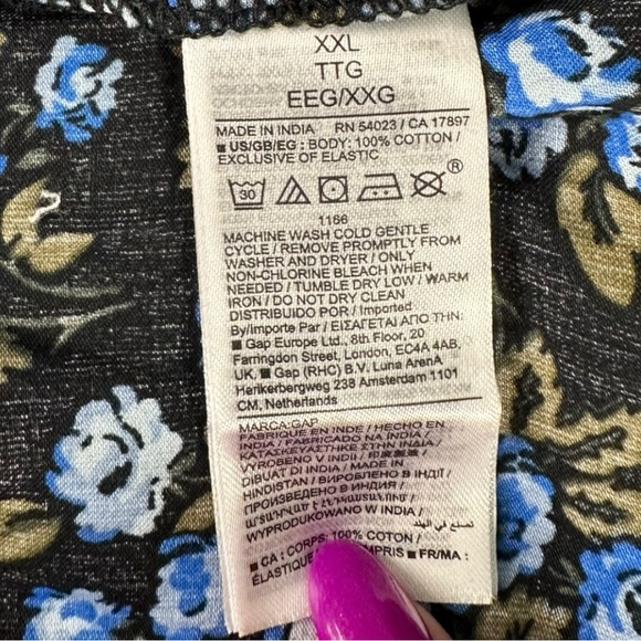 NWT Gap Soft Cotton Blue Floral Mini Tiered Dress Puff Sleeve Spring Summer XXL - Picture 7 of 7